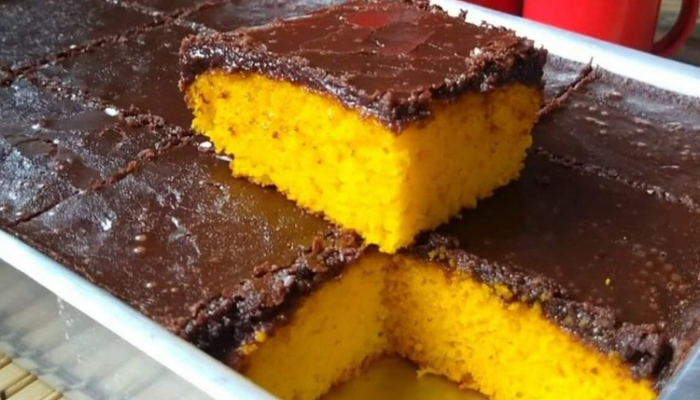 Bolo de Cenoura e Cobertura Sequinha de Chocolate