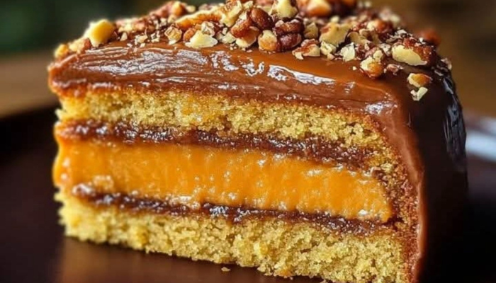 Bolo de Laranja e Nozes com Cobertura de Ganache de Caramelo Uma Combinação Irresistível