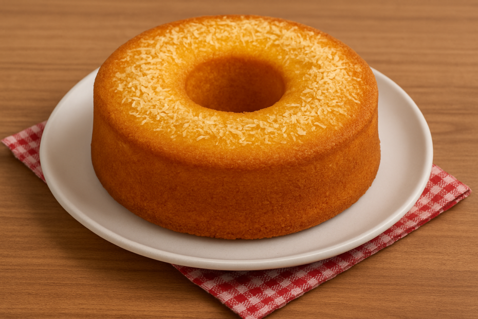 Bolo de Maizena com Fubá e Coco: BATEU TÁ PRONTO
